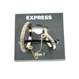 Express Gold Rhinestone Chain Ring Set Size 7